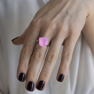 Ring Carnation Pink 12mm Signature ring band silver on model.jpg