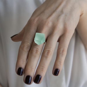 Ring Mint Green 16mm Minimal ring band silver on model.jpg