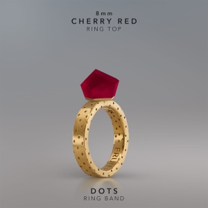 Ring Cherry Red 8mm Dots ring band gold-plated.jpg