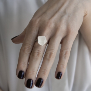 Ring Crystal Clear 12mm Minimal ring band silver on model.jpg