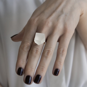 Ring Crystal Clear 16mm Minimal ring band silver gold-plated on model.jpg