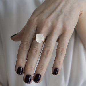 Ring Crystal Clear 12mm Signature ring band silver gold-plated on model.jpg