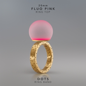 Ring KULA Fluo Pink 20mm Dots ring band gold-plated.jpg