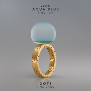 Ring KULA AQUA BLUE 20mm Dots ring band gold-plated.jpg