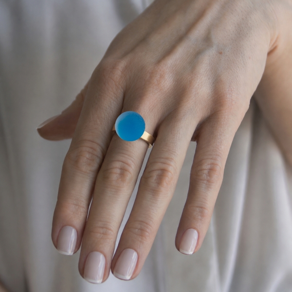 PIERŚCIONEK KULA CERULEAN BLUE 15MM