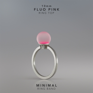Ring KULA Fluo Pink 10mm Minimal ring band silver.jpg