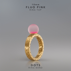 Ring KULA Fluo Pink 10mm Dots ring band gold-plated.jpg