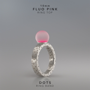 Ring KULA Fluo Pink 10mm Dots ring band silver.jpg