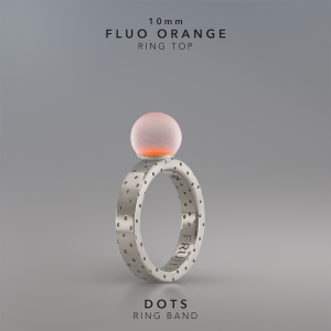 Ring KULA FLUO ORANGE 10mm Dots ring band silver.jpg