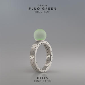Ring KULA FLUO GREEN 10mm Dots ring band silver.jpg