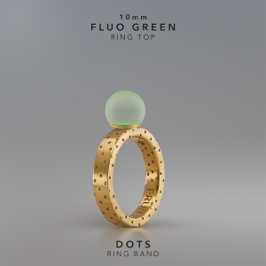 Ring KULA FLUO GREEN 10mm Dots ring band gold-plated.jpg