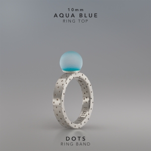Ring KULA AQUA BLUE 10mm Dots ring band silver.jpg