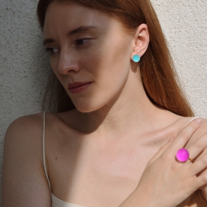 KULA earrings aqua blue ring neon pink.jpg