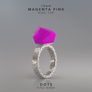 Ring Magenta Pink 12mm Dots ring band silver.jpg
