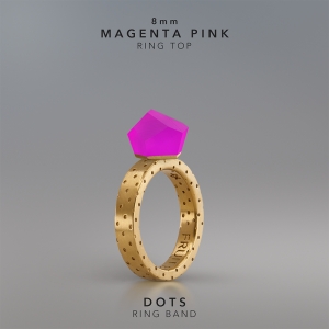 Ring Magenta Pink 8mm Dots ring band gold-plated.jpg
