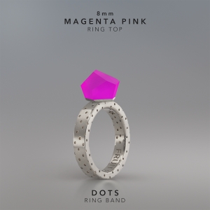 Ring Magenta Pink 8mm Dots ring band silver.jpg