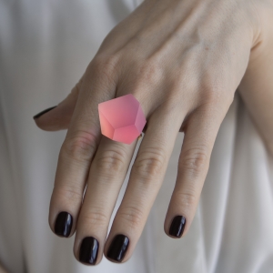 Ring Coral Pink 24mm Minimal ring band on model.jpg