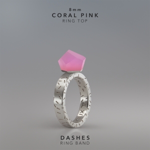 Ring Coral Pink 8mm Dashes ring band silver.jpg