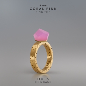 Ring Coral Pink 8mm Dots ring band gold-plated.jpg