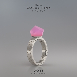 Ring Coral Pink 8mm Dots ring band silver.jpg
