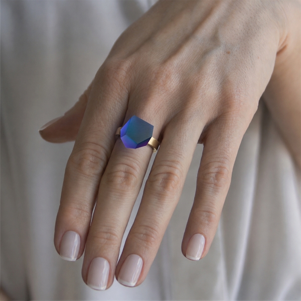 RING VIOLET GREEN AURORA 12mm