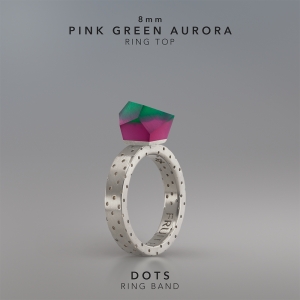 Ring Pink Green Aurora 8mm Dots ring band silver.jpg