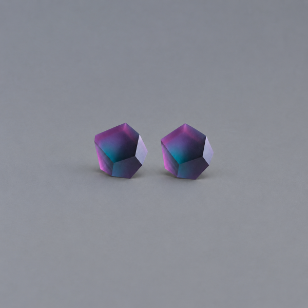EARRINGS PINK GREEN AURORA 8MM